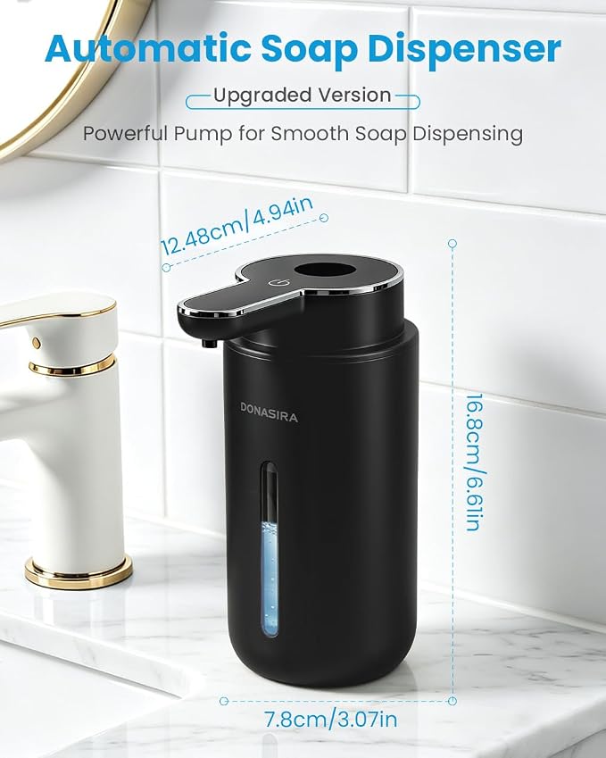 Touchless Automatic Liquid Soap Dispenser, Rechargeable Black | 410 mL - Image 2