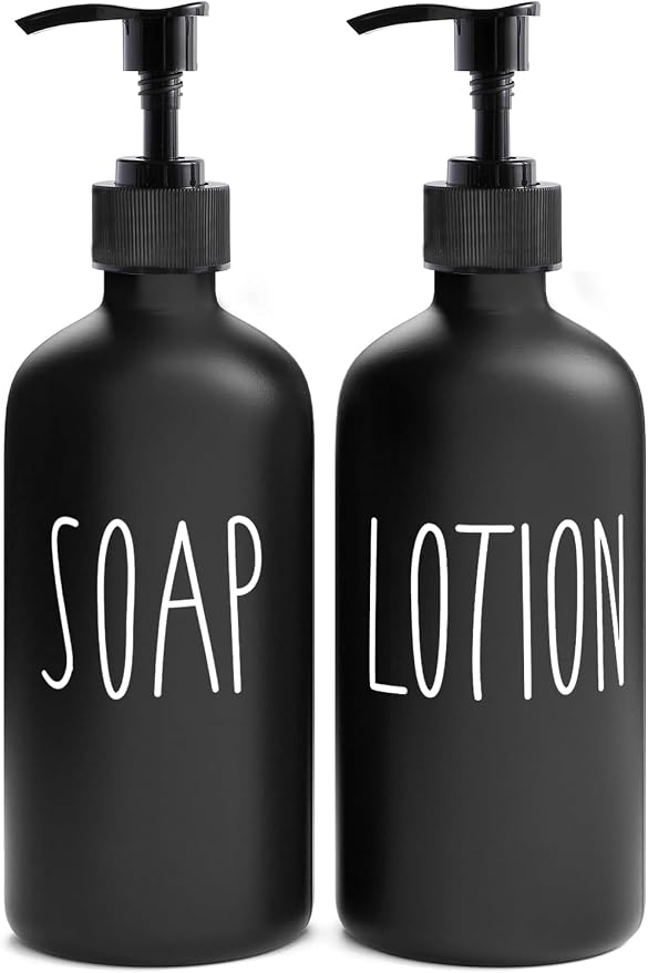 MOMEEMO Matte Black Soap Dispenser Bathroom Set | Contains Lotion and Hand Soap by MOMEEMO