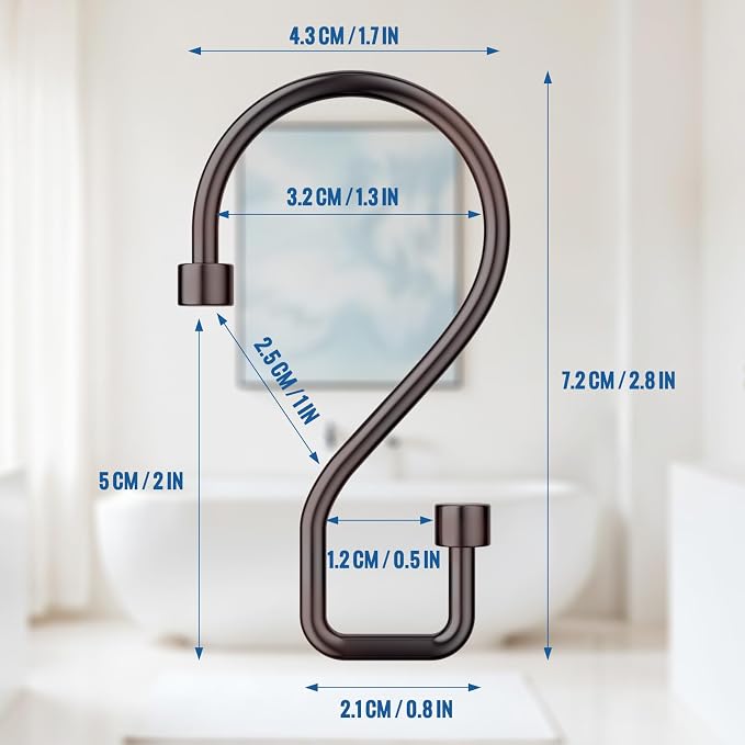 Goowin Shower Curtain Hooks, Rustproof Bronze Shower Curtain Hooks Rust Proof - Image 3