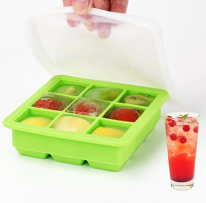 Silicone Ice Cube Trays with Lid,9x1.3 inch,BPA Free,Small Ice Cube Trays for Freezer | Mini Ice Cube Trays-Nugget Ice Tray with lid for Mini Fridge with Freezer for Coffee,Cocktail,Baby Food
