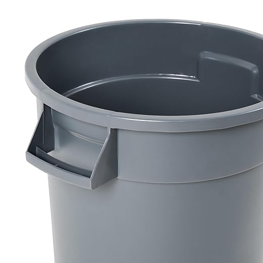 PRO&Family Commercial Round Trash Can, Ingredient Bin, Heavy-Duty Plastic, Anti-Static, Kitchen, Office, Outdoor Use (Gray, 20 Gallon)