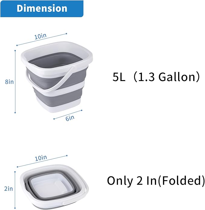 2 Pack Collapsible Buckets 5L 1.3Gallon Small Cleaning Bucket - Image 2