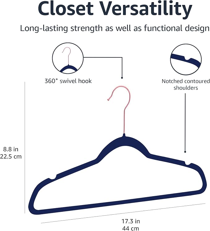 Amazon Basics Slim Velvet Non-Slip Space Saving Suit Clothes Hangers, Sturdy - Image 5