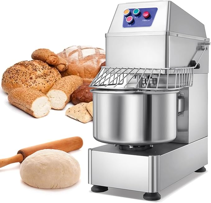 Commercial Dough Mixer Dual Rotating,31QT Two Speeds Mixing Dough Kneading Machine,Safety protection device & Timer Included,Electric Dough Kneading Machine for Restaurant Pizzeria
