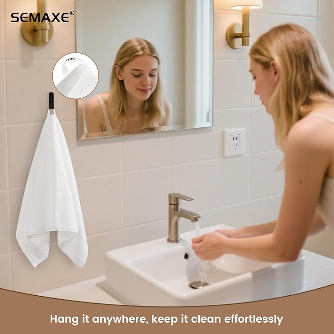 6-Pack White Cotton Hand Towels - Image 5