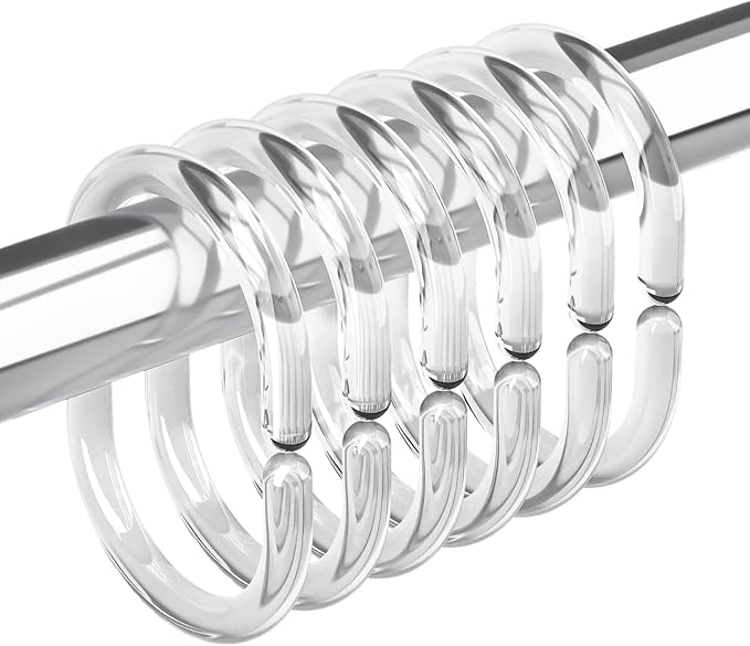 Amazer Plastic Shower Curtain Rings, Shower Curtain Hooks by Amazer