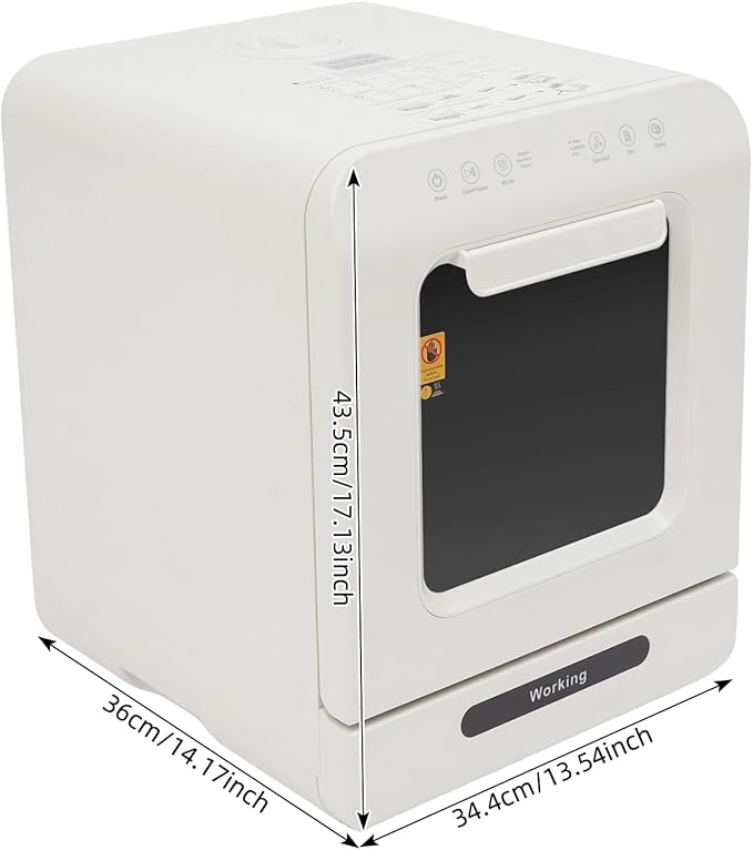 Portable Countertop Dishwasher, 3 Washing Programs Mini Dishwasher with Baby Care, 4L Built-In Water Tank & Dual Water Supply, 162℉ High-Temp, Compact Dishwasher for Dorm Apartment RV