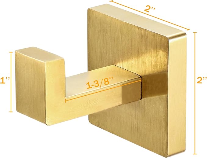 IBosins 4-Pack Towel Hooks Hand Towel Holder Bathroom Robe Hanger Gold | - Image 6