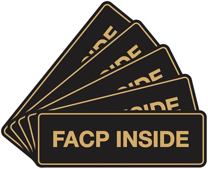 Signs ByLITA Standard FACP Inside Sign | Fire Safety Signage (Black Gold) - Medium 5 Pack
