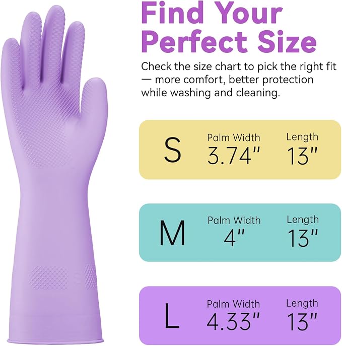 Dishwashing Rubber Gloves for Cleaning – 4 Pairs Kitchen Gloves - Image 6