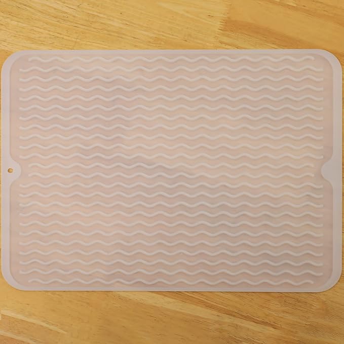 MicoYang Silicone Dish Drying Mat — Quick-Dry Ridges Counter & Sink Pad by MicoYang