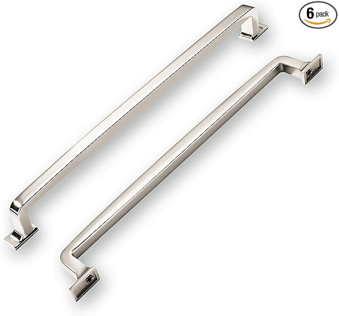 KHTUMEWARE 6 Pack 10 Inch Cabinet Handles - Polished Nickel Kitchen Pulls and Drawer Handles