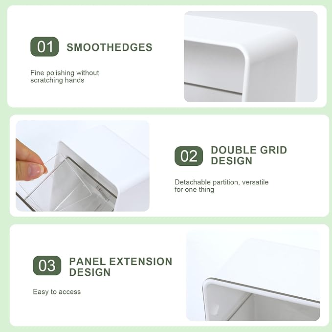 Qtip Holder with 2 Compartments, Vanity Countertop Storage Organizer - Image 5