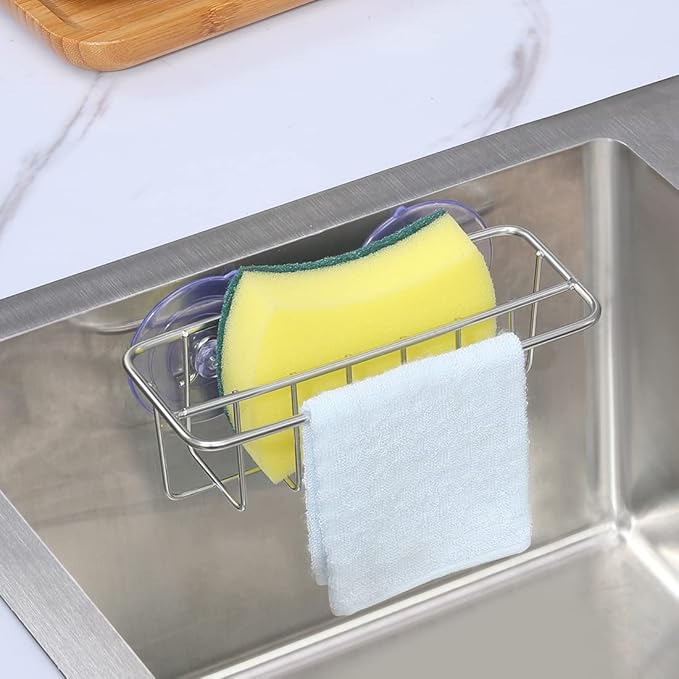 TESOT Sink Caddy Sponge Holder for Kitchen Sink Dish Cloth Hanger 2 Suspension - Image 3