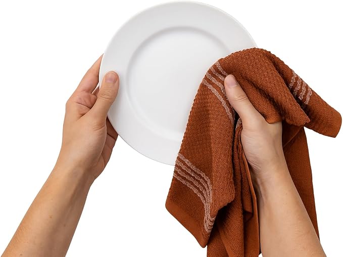 Terracotta Orange Rust Kitchen Dish Towels, 100% Cotton - Image 5