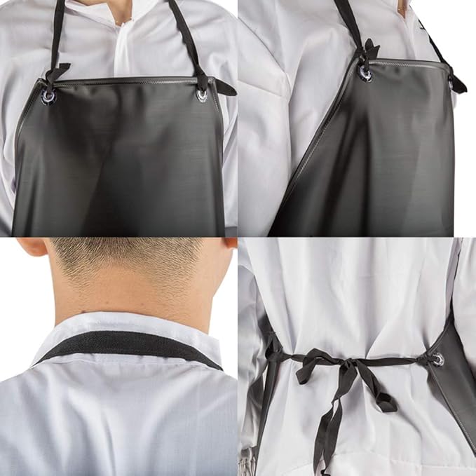 Chemical Resistant Vinyl Apron - Black Plus Size Unisex PVC Aprons for Dishwashing,Dog Grooming,Fish Cleaning,Lab Work(3 Pack)