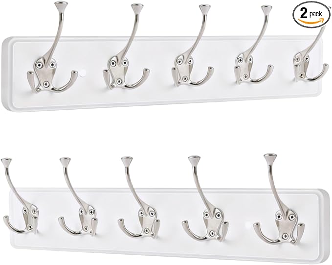 IBosins 2 Pack White Coat Rack Wall Mount by IBosins