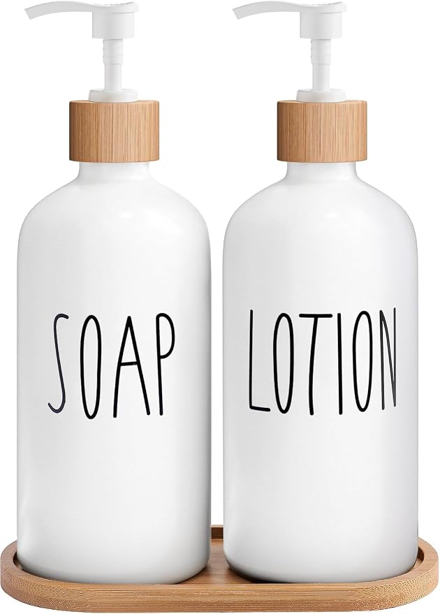 MOMEEMO White Soap Dispenser Bathroom Set | Soap and Lotion Dispenser Set by MOMEEMO