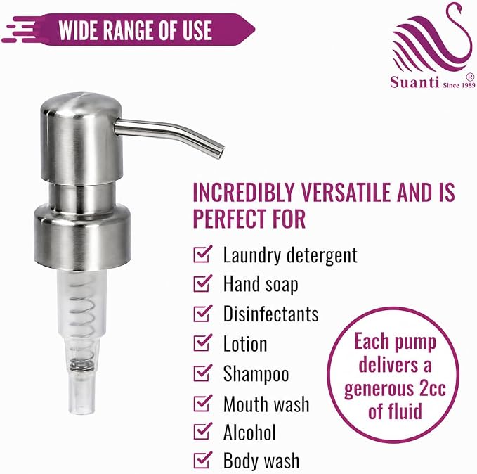 Stainless Steel Silver Soap Dispenser Pump, 28MM Soap Pump Replacement - Image 5