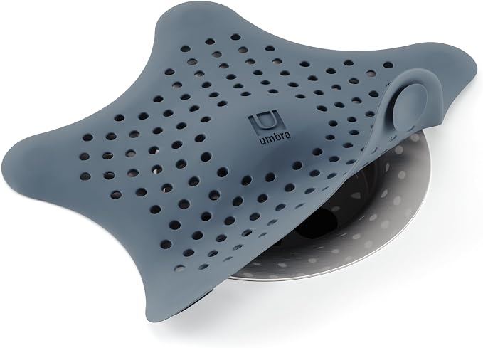 Umbra Starfish Hair Catcher, Suction Cup Drain Cover, Slate Blue | Silicone by Umbra