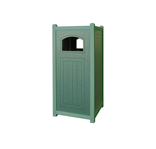GT2116GRN Recycled Plastic Side Load Trash Container with Lid, 16 Gallon, 16"x16"x36", Green