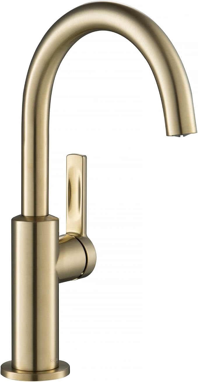 Kraus Oletto Single Handle Kitchen Bar Faucet in Spot Free Antique Champagne - Image 11