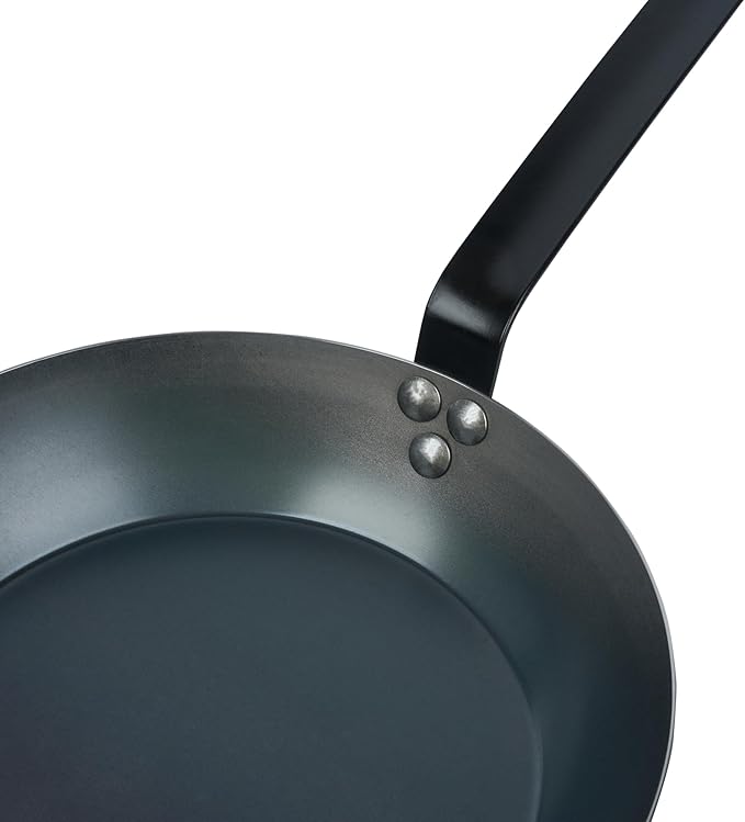 Restaurantware-Met Lux 10 Inch Fry Pans, 6 Lightweight Frying Pans - Induction-Ready, Triple-Riveted, Black Carbon Steel Cooking Skillets, Durable, For Searing, Sauteing, And Browning Food