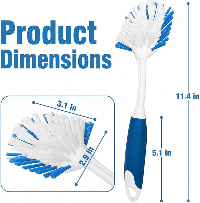 2-Pack Dish Brushes with Scraper, Durable Nylon Bristles Kitchen Scrub Brush - Image 7