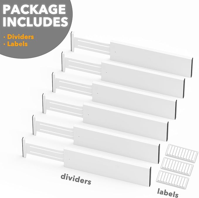 SpaceAid Bamboo Dresser Drawer Dividers 6 Pack, 4.65“ High Adjustable 17“-22” - Image 7