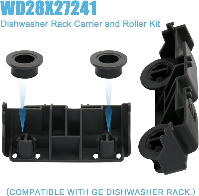 2 Pack WD28X27241 AP6990367B Dishwasher Rack Carrier And Roller Kit Compatible with GE Haier Dishwasher replaces WD12X10439, WD12X10446, WD12X10447, WD12X22657, WD12X22656
