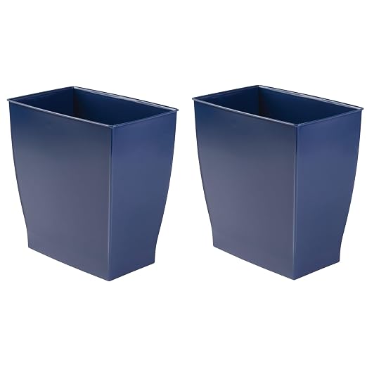 iDesign Small Plastic Bathroom Trash Can, Slim Rectangle Garbage Bin by iDesign