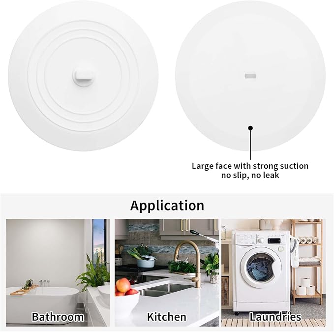 Vaincre 2PCS 5" Universal Silicone Bathtub Drain Stopper - Image 2