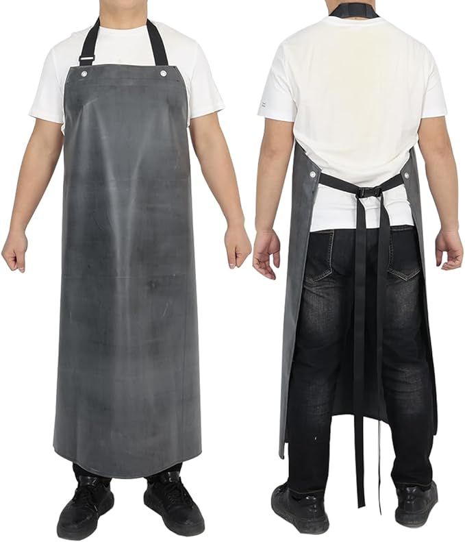 Thick Rubber Apron, Waterproof Apron Butcher Heavy Duty Chemical Resistant Adjustable Work Apron