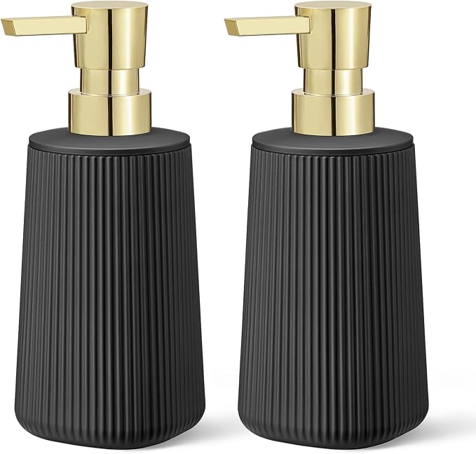 Black and Gold 2 Pack Hand Soap Dispensers Set | by zuxzmj