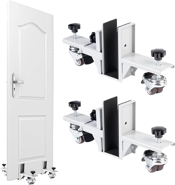 Heavy Door Installation Kit, Dolly Kit with Wheels ，Upgraded with Dual Wheels-Greater Load Bearing Capacity ，Adjustable Distance 0.8 "to 2.3", Used for Transporting Various Types Doors (Silver)
