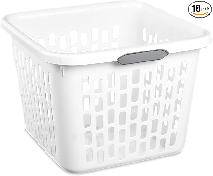 Sterilite Square Laundry Basket, Plastic Clothes Hamper, 18 Pack by Sterilite
