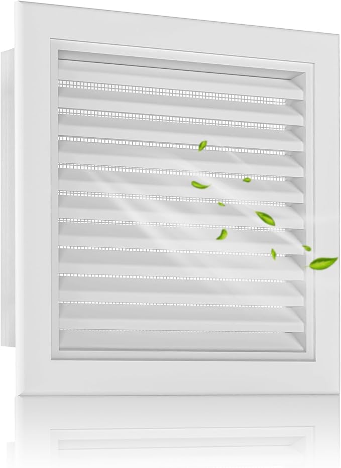 12"x12" Paintable Gable Vent Featuring Aluminum Alloy Screen Design, Ideal for Attic and Shed Premium White Square Vents with Vent Opening: 10"x10"