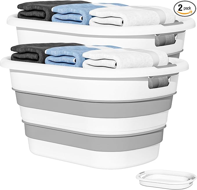 43L Collapsible Laundry Baskets Plastic by OOAMBB