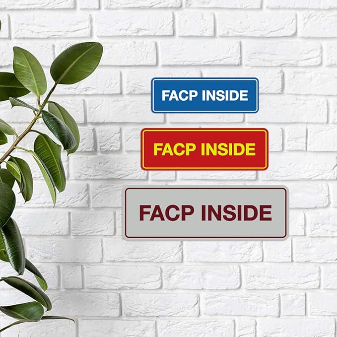 Signs ByLITA Standard FACP Inside Sign | Fire Safety Signage (Red/Yellow) - Small 5 Pack