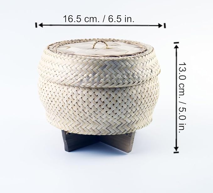 Sticky Rice Pressure Cooker Slow Cook Set Bamboo Basket Steaming Kit Recipe With Water (Size 6.5 in.)