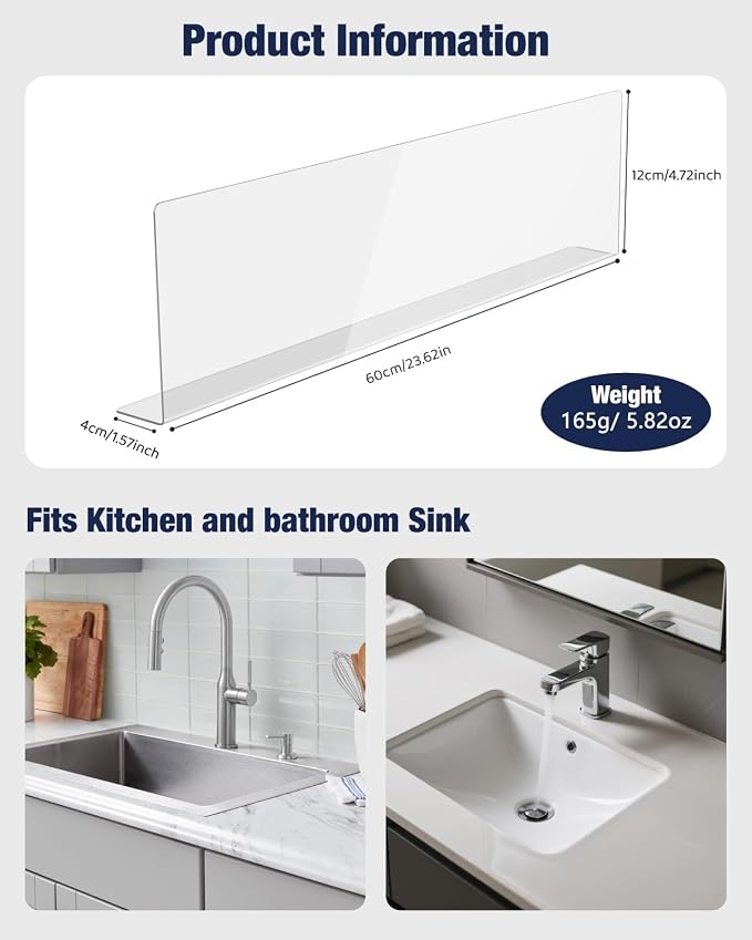 Acrylic Sink Splash Guard, Highly Transparent Fixed Splash Guard - Image 7