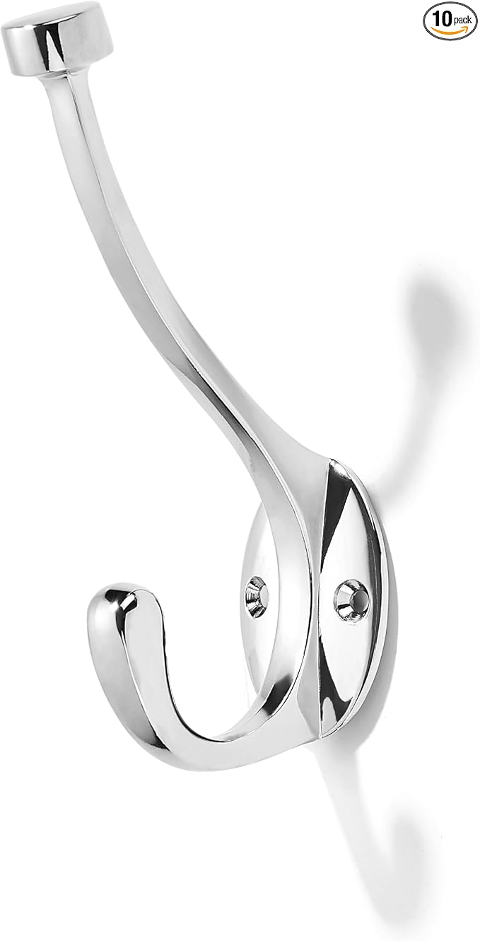The 10 Pack 5-1/2 inch Polished Chrome Coat Hook zinc Alloy mudroom Hooks is by khtumeware