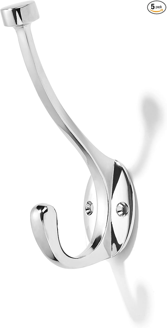 The 5 Pack 5-1/2 inch Polished Chrome Coat Hook zinc Alloy mudroom Hooks is by khtumeware