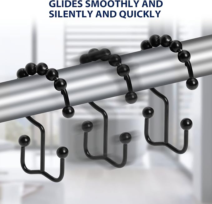 Gidse Shower Curtain Hooks, Sturdy Stainless Steel Double Sided Shower Hooks - Image 5