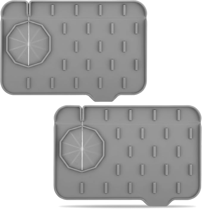 2PCS Silicone Faucet Splash Guard Mat, Sink Faucet Drip Catcher Tray by Unknown