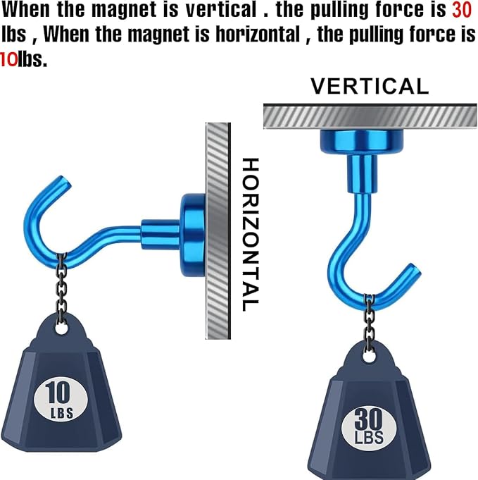 DIYMAG Magnetic Hooks 20pcs 30lbs+ Cruise Essentials 2026 Magnet Hook Blue - Image 3