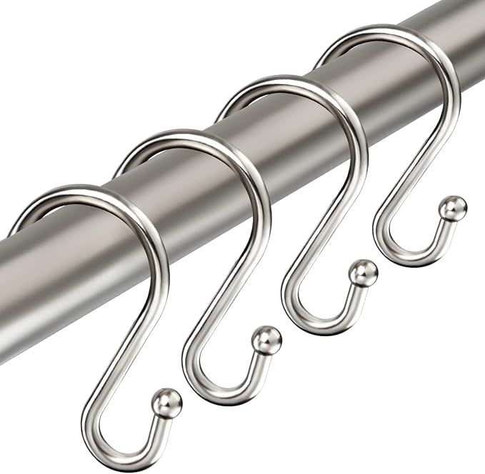 TOPROD Shower Curtain Hooks Rings, Zinc Alloy S Shaped Shower Hooks Rust Proof by TOPROD