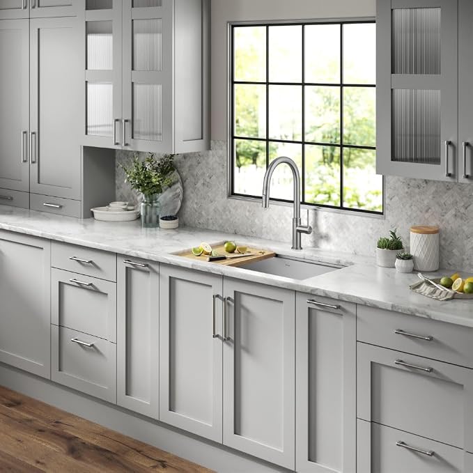 KRAUS Oletto Modern Industrial Pull-Down Single Handle Kitchen Faucet in Spot - Image 14