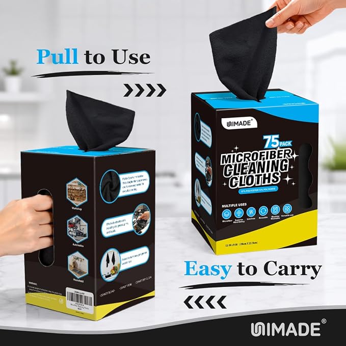 UNIMADE Microfiber Cleaning Cloth, 75 Sheets Microfiber Towels - Image 6