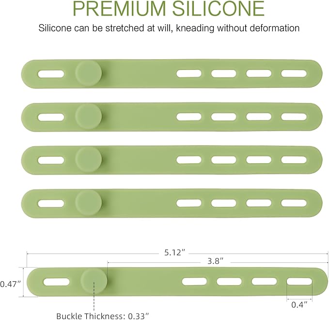 Donruby 24Pcs Silicone Cable Ties, Reusable Cord Organizer Straps, Matcha | - Image 2